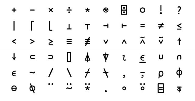 60 dyalog APL symbols